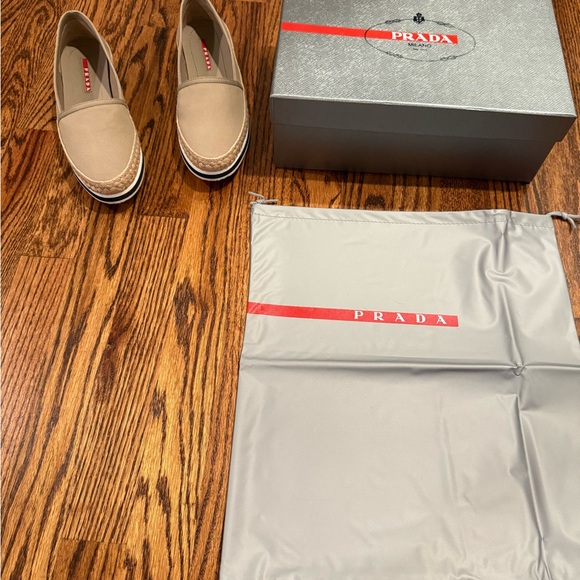 PRADA SPORT CANVAS SLIP-ON ESPADRILLES KHAKI LOAFER - Retail $495 - Picture 8 of 8